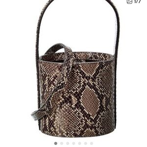 Brown Snake-Print Bucket Bag